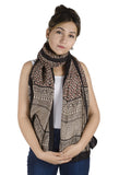 Tribes India Printed Stole Mulbary Silk : Mp[Black & Maroon,Free Size]