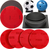 Zhanmai 7 Pcs Bowling Ball Sanding Pads Cup Set Including 6 Pcs Bowling Sanding Pads, Grit 500, 800, 1000, 1200, 1500, 2000, 300