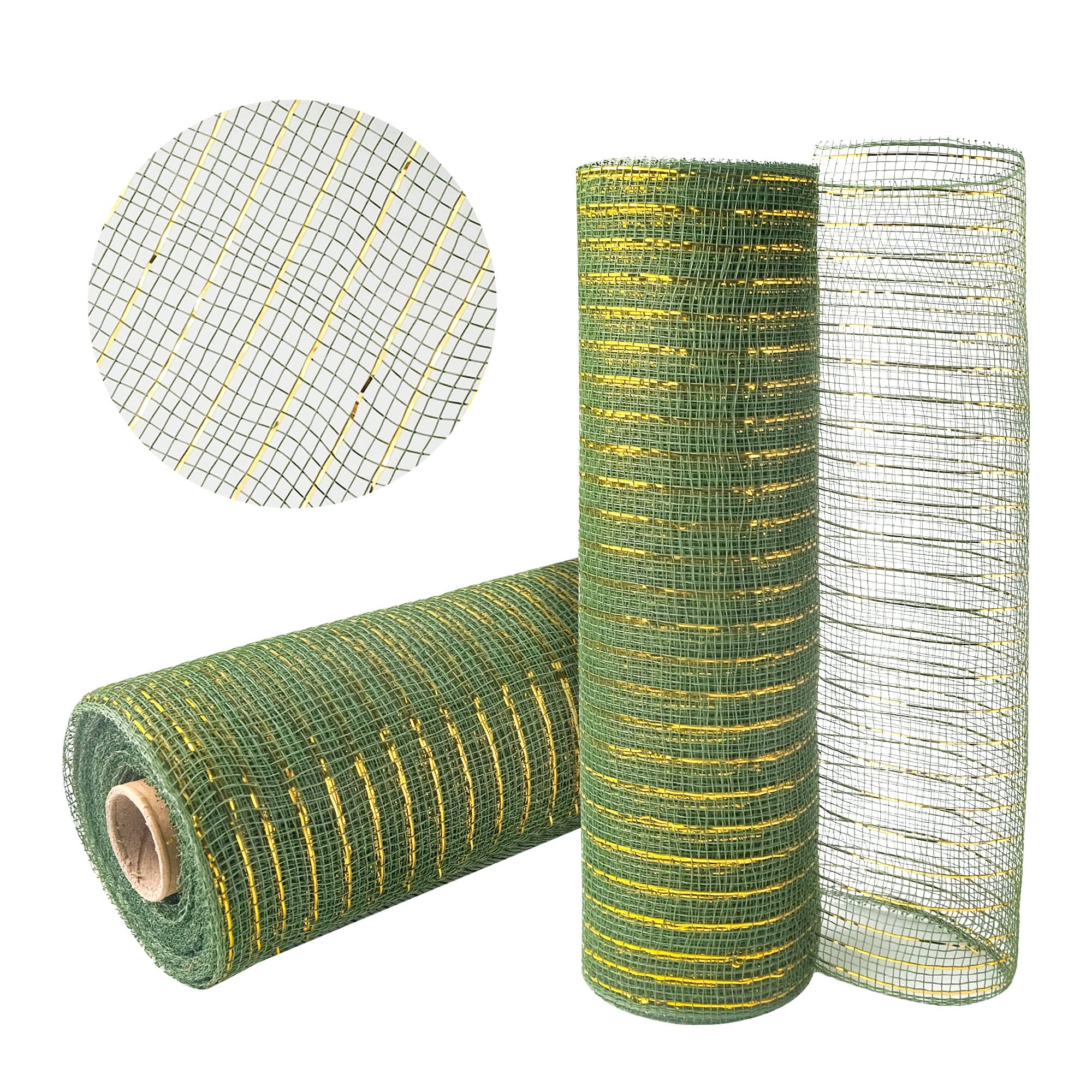 GouZaak 2 Rolls Olive Green Deco Mesh Ribbon10 in x 30 ft Deco Mesh Rolls for Wreath Supplies Christmas Tree Party Decorations W