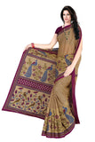 Tamaira Fashion Womens Plain Cotton Saree (1361_Beige And Magenta)