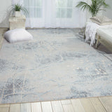 Nourison Somerset Nature Silver/Blue 2 x 29 Area Rug, Easy Cleaning, Non Shedding, Bed Room, Living Room, Dining Room, Kitche