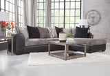 American Furniture Classics Model 8-A317-K Casual Comfort Series Charcoal And Black L Shaped Sectional Sofa With 8 Back Pillows And 2 Accent Pillows