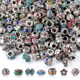 200 Pieces European Bead for Jewelry Making with Silver Metal Rhinestone Alloy Rhinestone Metal Assorted Crystal Boho Charm Retr