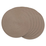 DII Classic Woven Tabletop Collection, Indoor/Outdoor Placemat Set, Round, 15 Diameter, Brown, 6 Piece
