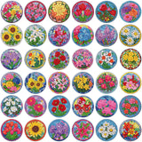 Saillong 36 Pcs Flower Diamond Painting Sticker 5d DIY Diamond Sticker Floral Painting Creative Decals Resin Rhinestone Gem Art 