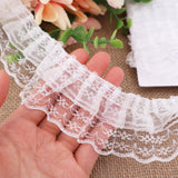 White Lace Ruffle Trim for Crafts 1-5/8x5yd 2-Layer Pleated Edge Lace Ribbon