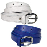 Queery WomenS Pu Leather Belt (White, Blue)