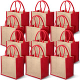 Saintrygo 12 Pcs Burlap Jute Tote Bags with Handle Reusable Blank Bridesmaid Gift Bags for Shopping Wedding DIY, 12x12x7.7In(Jut