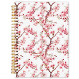 WARDOS Cherry Blossom Spiral Notebook Journal 5.5x8.3, Pink Floral Journal for Women, Japanese Flower Notebook, Cherry Blossom G