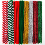 Hapeper 200 Pieces Christmas Pipe Cleaners Glitter Chenille Stems for Arts Crafts Projects Supplies, 8 Colors