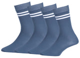 Rc. Royal Class Boys & Girls Grey Colour With White Strips Organic Cotton Calf Length School Socks (Pack Of 4 Pairs)(1011 Years