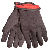 G & F 4414LDZ Brown Jersey Winter Work Gloves with Red Fleece Lining, Large, 12Pair