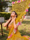 Womanista Womens Mirror Work Net Sarees (Ti3392_Yellow)