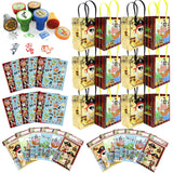 TINYMILLS Pirate Birthday Party Favor Set of 108 pcs (12 Large Party Favor Bags with Handles, 24 Stampers, 12 Sticker Sheets, 12