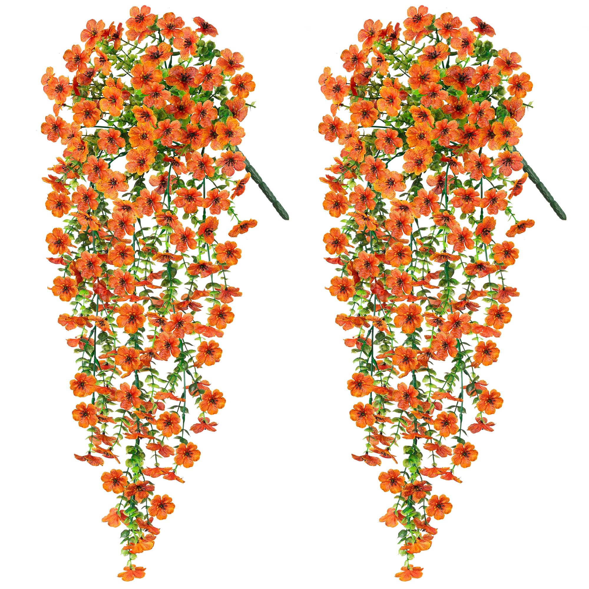 Ammyoo Artificial Hanging Flowers for Outdoors Faux Plants Spring Decoration, 2 Pack Silk Bright Color Fake Daisy Realistic Outd