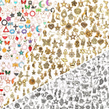 SANNIX 350Pcs Charm for Jewelry Making, Assorted Gold Enamel Charms, Mixed Bulk Antique Gold Tibetan Silver Jewelry Bangle Charm