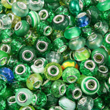 BERMRO 100pcs Large European Hole Beads Dark Green Round Iridescent Acrylic Bead Fairy Wand Garden Beads for DIY Crafting Neckla