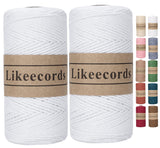 Likeecords 100% Cotton Rope Crochet Yarn Bag Cord 2mm 350Yards Braided Macrame Cord Macrame Rope Crochet Thread Gift for Knitter