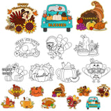 Thanksgiving Coloring Arts Crafts Kits - 30Pcs Fall Color Your Own Magnets for Kids Turkey Pumpkin Blank DIY Coloring Magnets fo