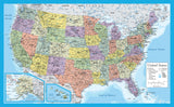 Laminated United States Map Poster - US Map Wall Chart - Made in the USA - [Light Blue]