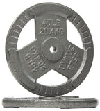 Fitvids Cast Iron Plate Weight Plate for Strength Training and Weightlifting, 1-Inch Center, 45LB (Set of 2)