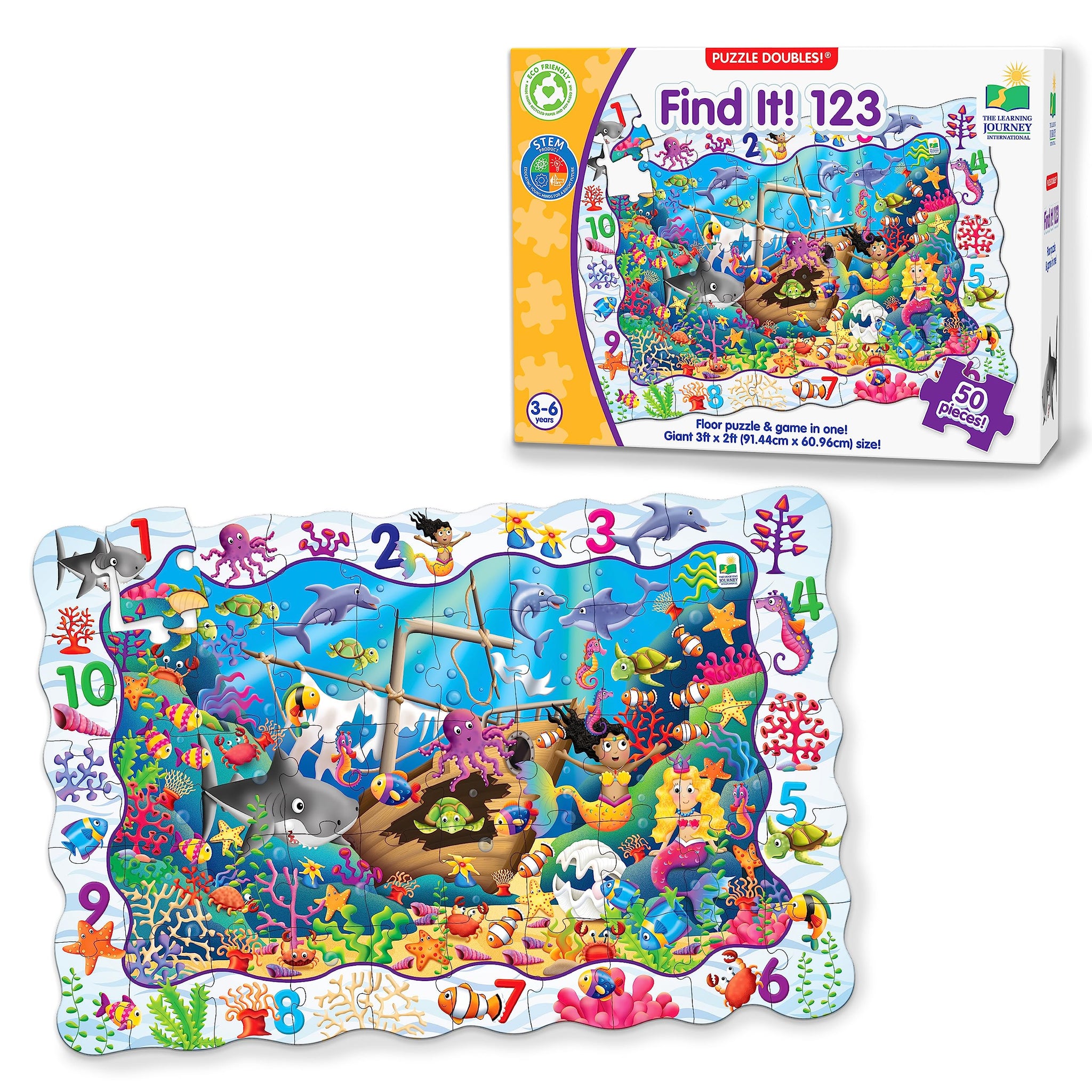The Learning Journey Puzzle Doubles - Find It! 123 - STEM Preschool Toys & Gifts for Boys & Girls Ages 3 and Up, 24 H x 36 W
