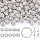 105pcs 10mm Rhinestone Beads for Jewelry Making, White Shiny Round Disco Ball Beads Bulk, Sparkle Crystal Clay Christmas Bead fo