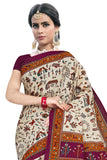 Tamaira Fashion Womens Plain Weave Pure Cotton Saree Without Blouse Piece(1560_Beige&Magenta)