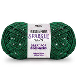 120g Green Sparkle Yarn for Crocheting and Knitting; 120m(144yds) for Beginners with Easy-to-See Stitches; Worsted-Weight Medium