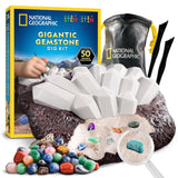 National Geographic Gigantic Gemstone Dig Kit - Excavate 50 Real Gems from a Giant Dig Brick, Gem Mining Kit for Kids, STEM Rock