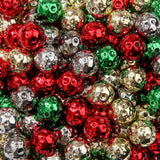 ANCADN 16mm Xmas Acrylic Beads 100pcs Christmas Style Bead Red&Green&Golden&Silver Bubblegum Beads DIY Beading Hairband Bracelet