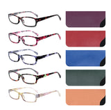 Yogo Vision Reading Glasses 5 Pairs Fashion Ladies Quality Designed for Women Set of Black and Red, Pink and Black, Purple and B