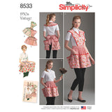 Simplicity 1950s Vintage Fashion Womens Apron Sewing Pattern, Sizes SL