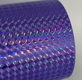 Roll of Prism Sign Vinyl, Holographic 1/4'' Mosaic, Self-Adhesive (24 inch x 10 feet, Violet)