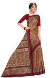 Tamaira Fashion Womens Plain Weave Pure Cotton Saree Without Blouse Piece(1456_Brownandmaroon)