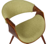Armen Living Butterfly Dining Chair In Green Fabric And Walnut Wood Finish