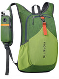 FIORETTO 15L Hiking Backpack for Women Men Mini Packable Backpack Lightweight Small Daypack for Camping Travel Outdoor, Green