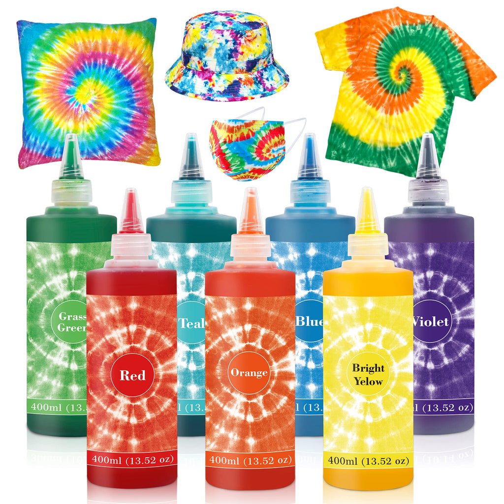 7 Colors Tie Dye Kit, 13.52oz Jumbo-Size Fabric Dye for Family Friends ...