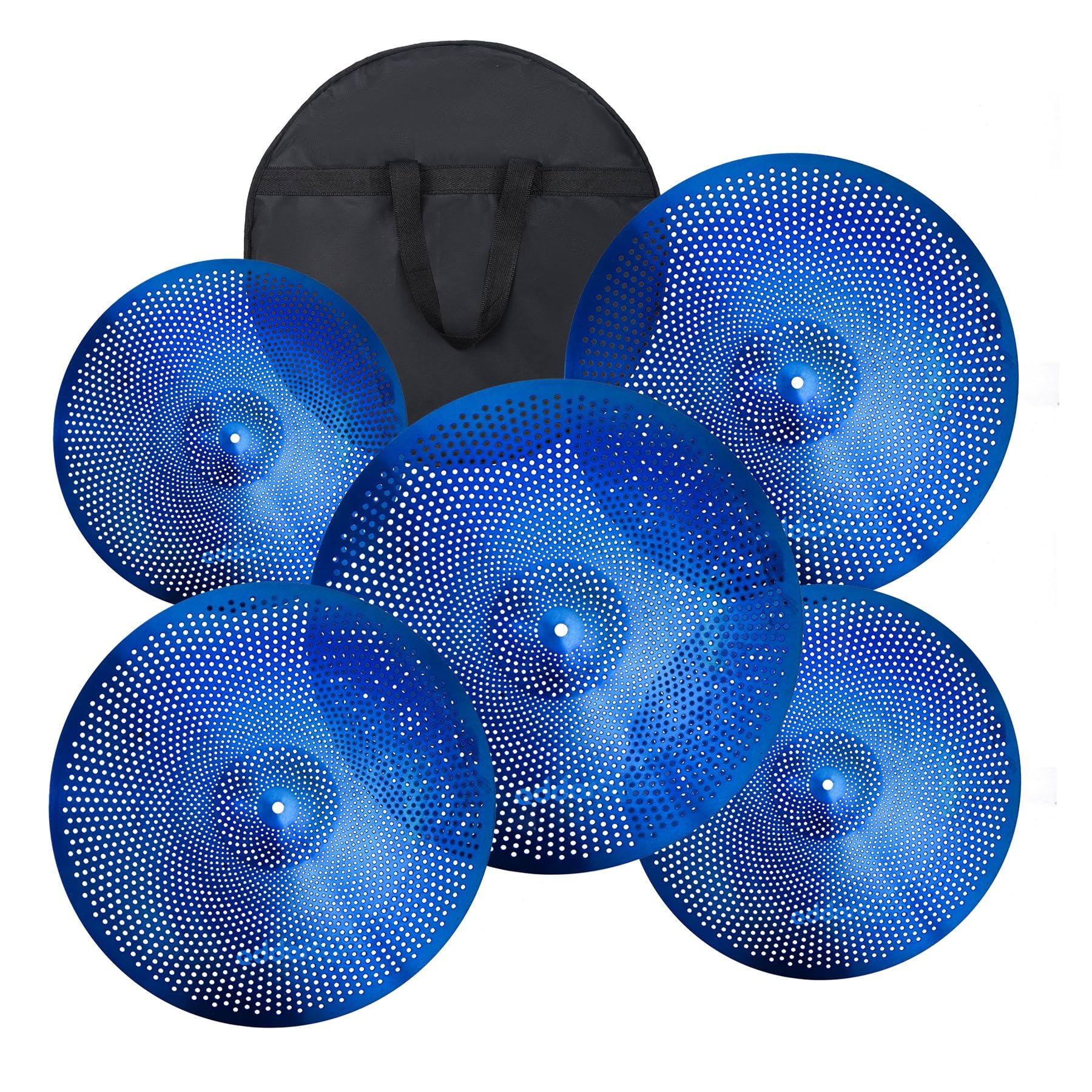 Eddaray Low Volume Cymbal Pack, Mute Cymbal Set 14'Hihats Pair+16Crash+18'Crash+20Ride 5 Pieces Drum Cymbal Drummer Practice