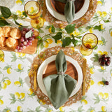 Dii Summer Lemon Vinyl Tabletop Collection Flannel Backed Tablecloth, Indoor/Outdoor, 70 Round