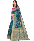 Glory Sarees Womens Blend Banarasi Silk Saree (Kara164_Firozi