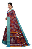Gosriki Women'S Linen Cotton Floral Printed Saree With Blouse Piece (Pan Purple_Purple),Purple,,B097ZR49B4
