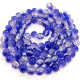 Beadingstation Strand of 140 Pcs 2-Tone Crackle Glass Round Beads 6mm (Purple Blue)