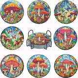 Ekuxom 8 Pcs Diamond Art Coasters Kit for Adults- Mushroom Diamond Painting Coasters with Holder-DIY Crafts Art Coaster Kit for 