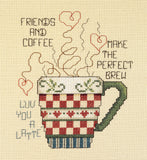 Janlynn Cross Stitch Kit, 5Inch by 6Inch, Friends and Coffee White