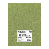 PA Paper Accents Glitter Cardstock 8.5 x 11 Olive Green, 85lb Colored cardstock Paper for Card Making, Scrapbooking, Printing,