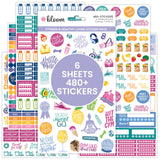 bloom daily planners Health Wellness and Fitness Planner Stickers Variety Sticker Pack Six Sticker Sheets Per Pack!