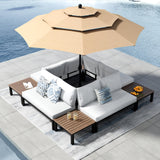 PHI VILLA 8 Pieces Outdoor Patio Furniture Set,Metal Frame Modern Outdoor Sectional Sofa Set,8 Seats with Umbrella Patio Convers