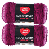 Red Heart Super Saver Jumbo Anemone Ombre Yarn 2 Pack of 283g/10oz Acrylic 4 Medium (Worsted) 482 Yards Knitting/Croch
