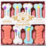 Thoughtfully Pets, Dog Birthday Cookie Gift Set, Hand Decorated Crunchy Treats in Bone Shapes, Great for Birthdays, Set of 8